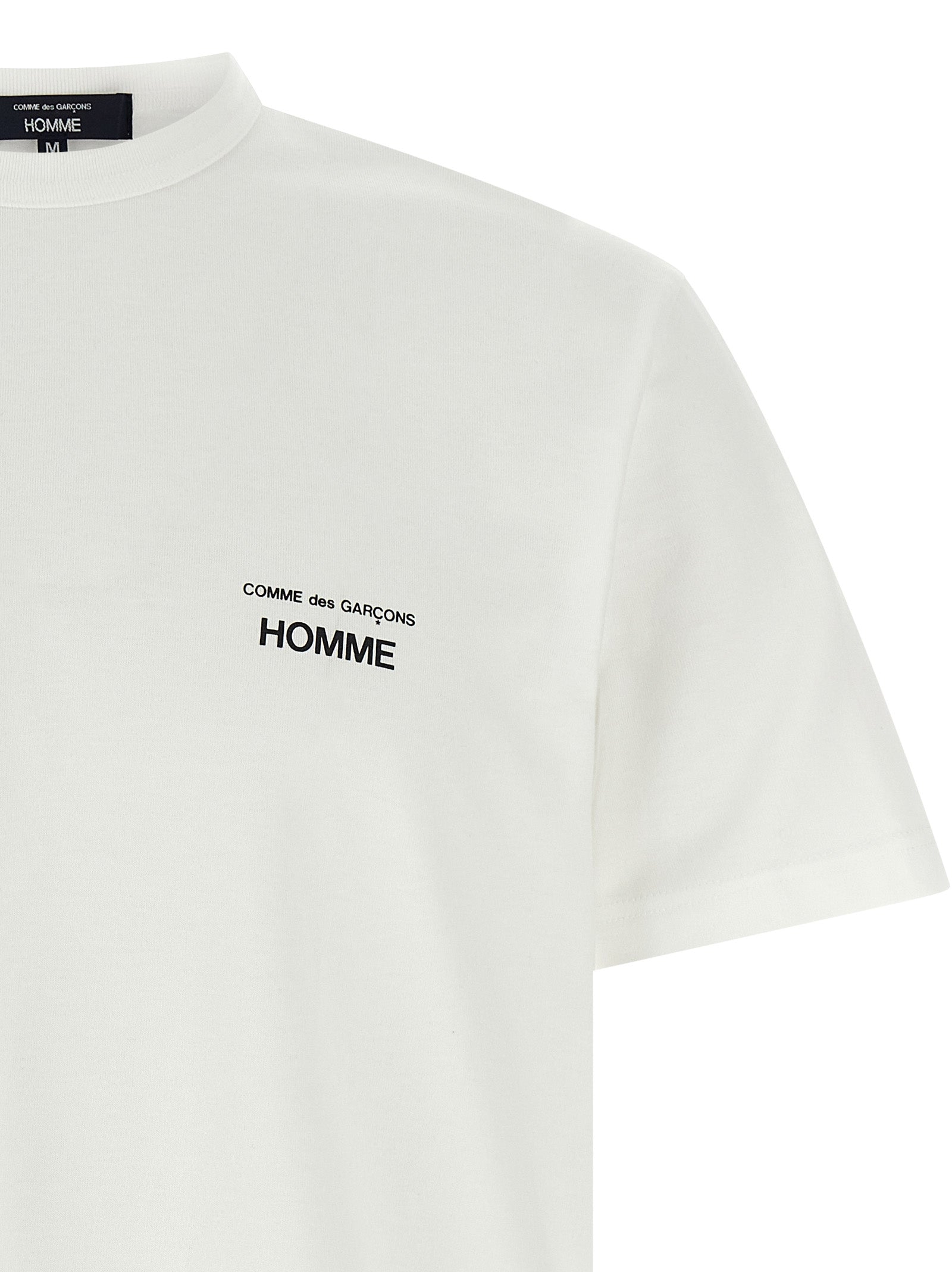 Comme des Garçons White Cotton Jersey T-Shirt with Contrasting Logo Print