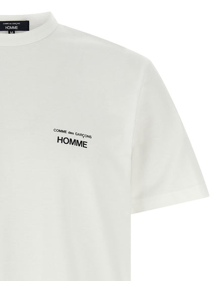 Comme des Garçons White Cotton Jersey T-Shirt with Contrasting Logo Print