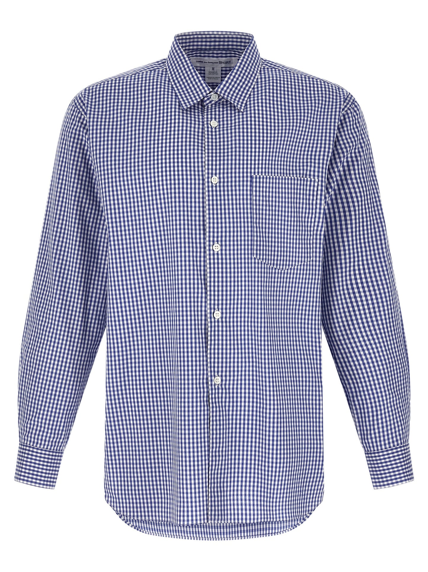 Comme Des Garçons Blue Cotton Vichy Print Blouse