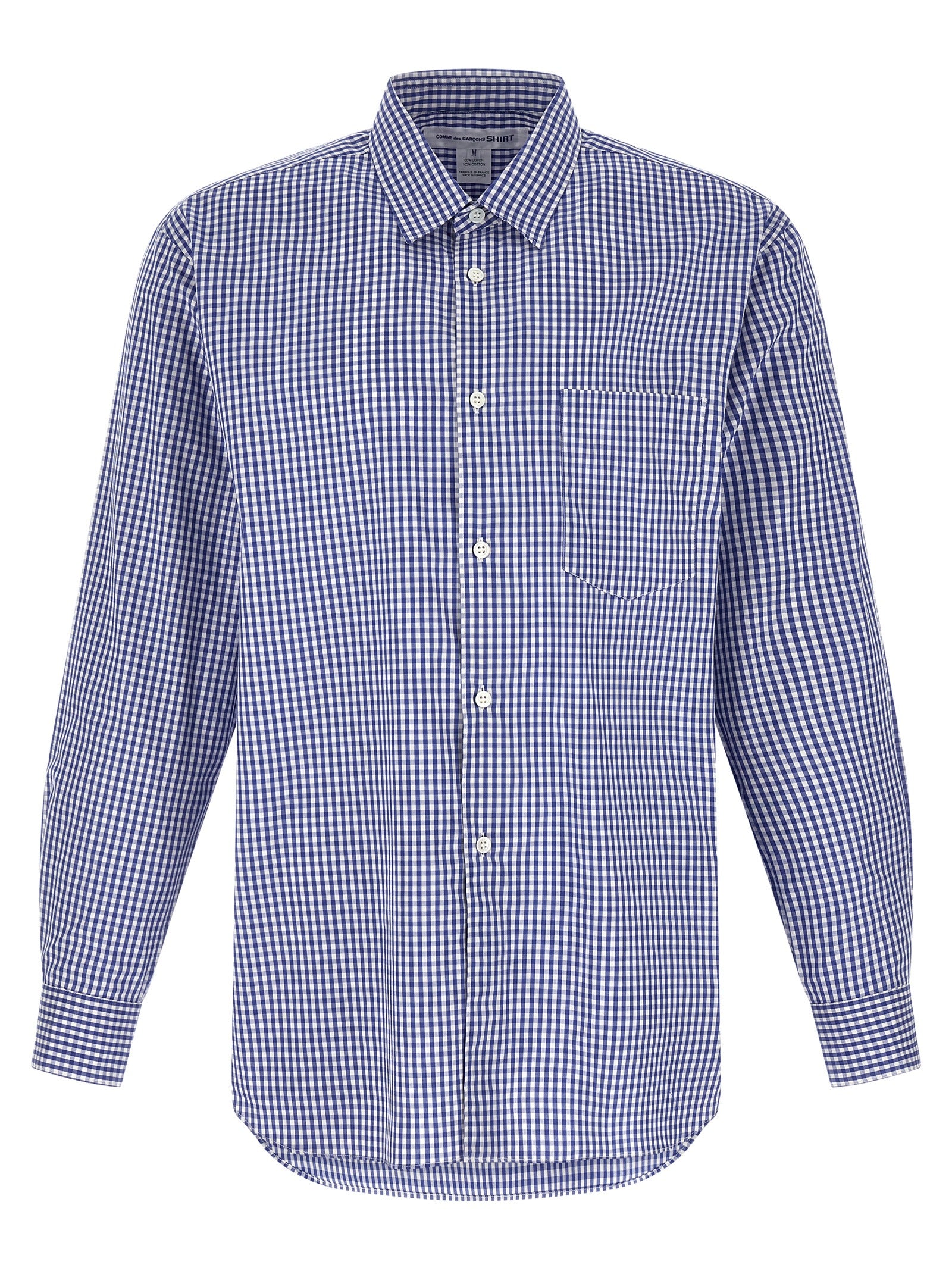 Comme Des Garçons Blue Cotton Vichy Print Blouse