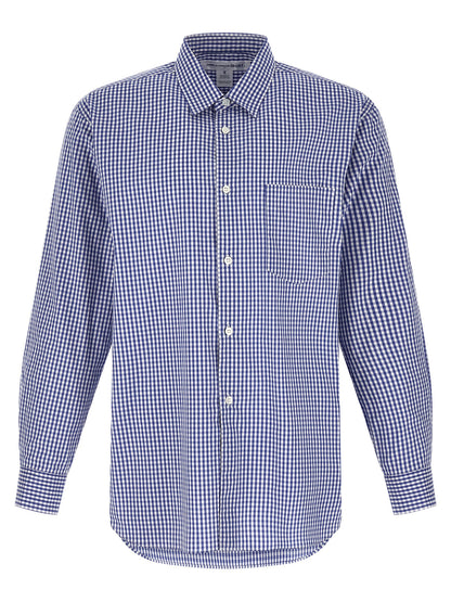 Comme Des Garçons Blue Cotton Vichy Print Blouse