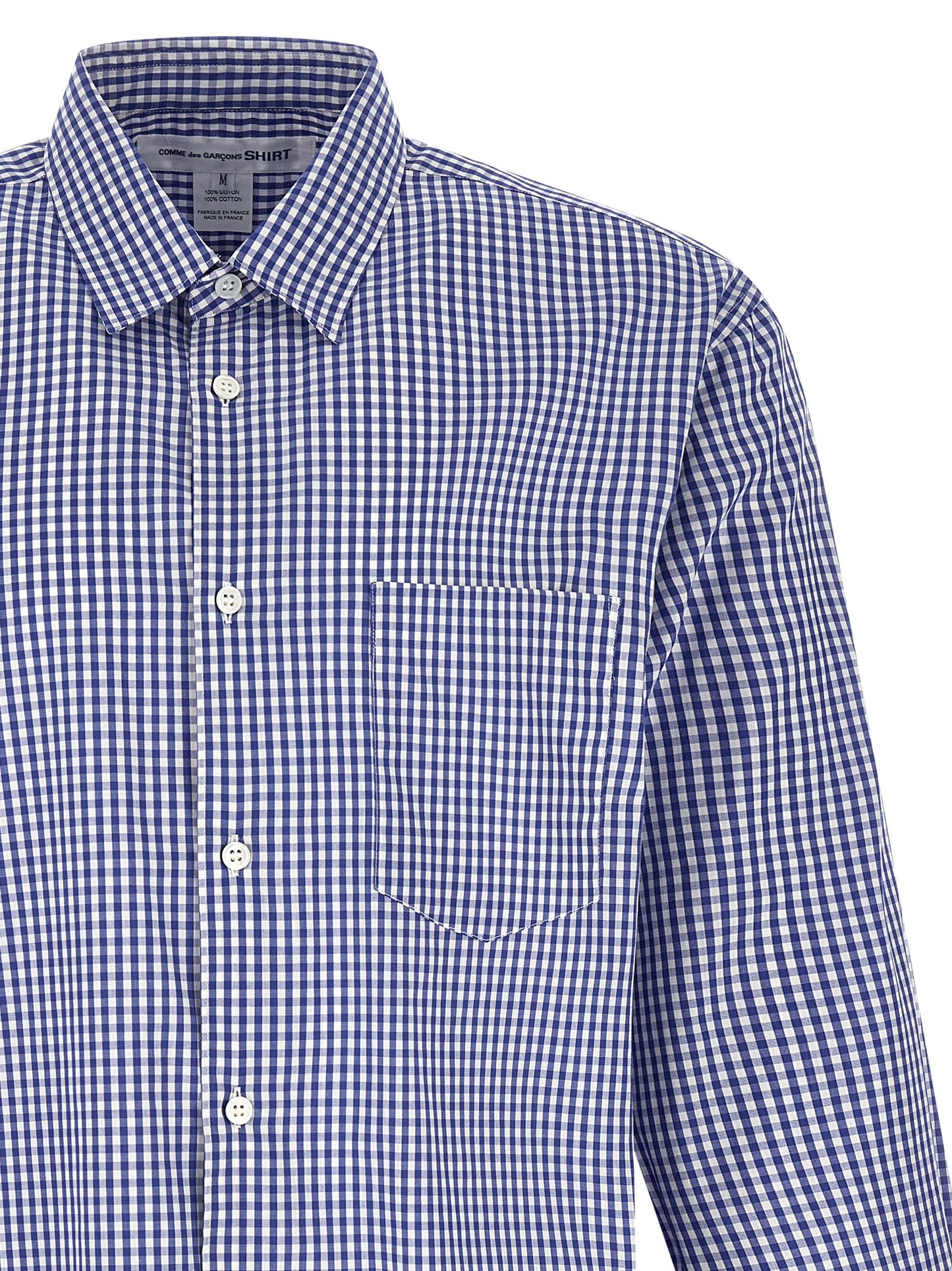Comme Des Garçons Blue Cotton Vichy Print Blouse