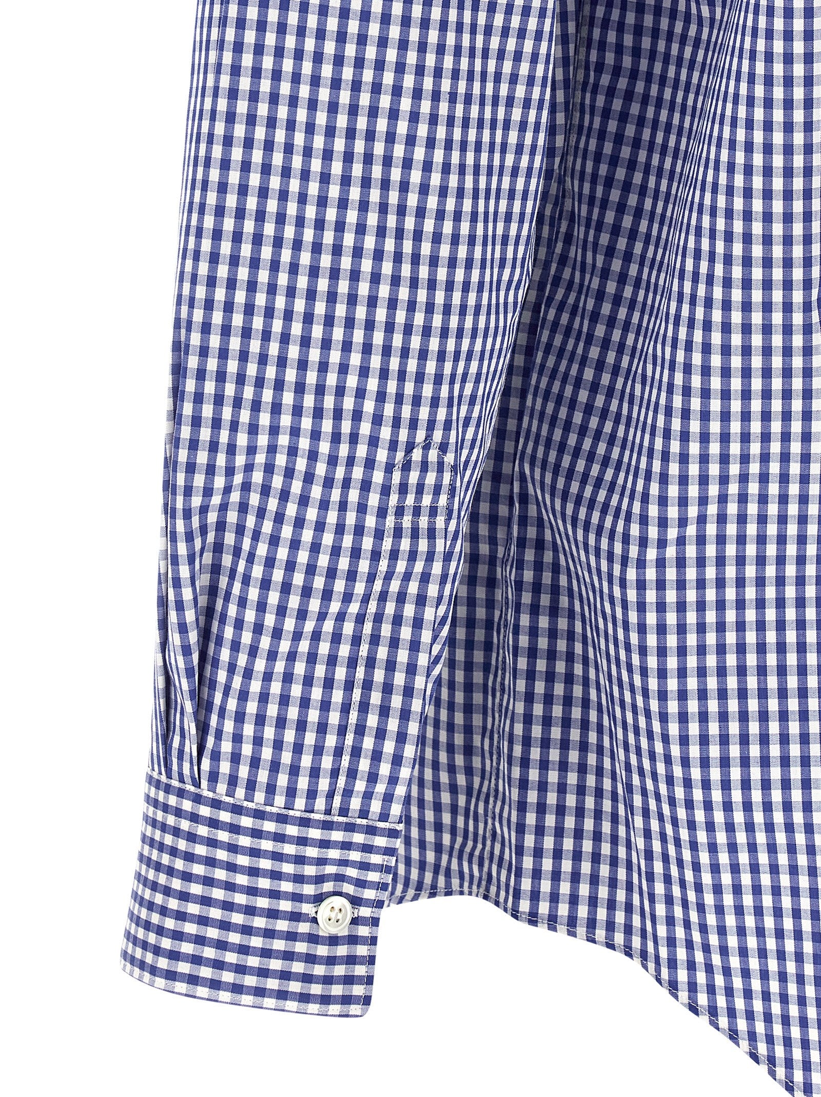Comme Des Garçons Blue Cotton Vichy Print Blouse