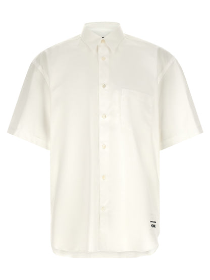 Comme Des Garçons White Cotton Poplin Blouse with Contrast Logo Embroidery