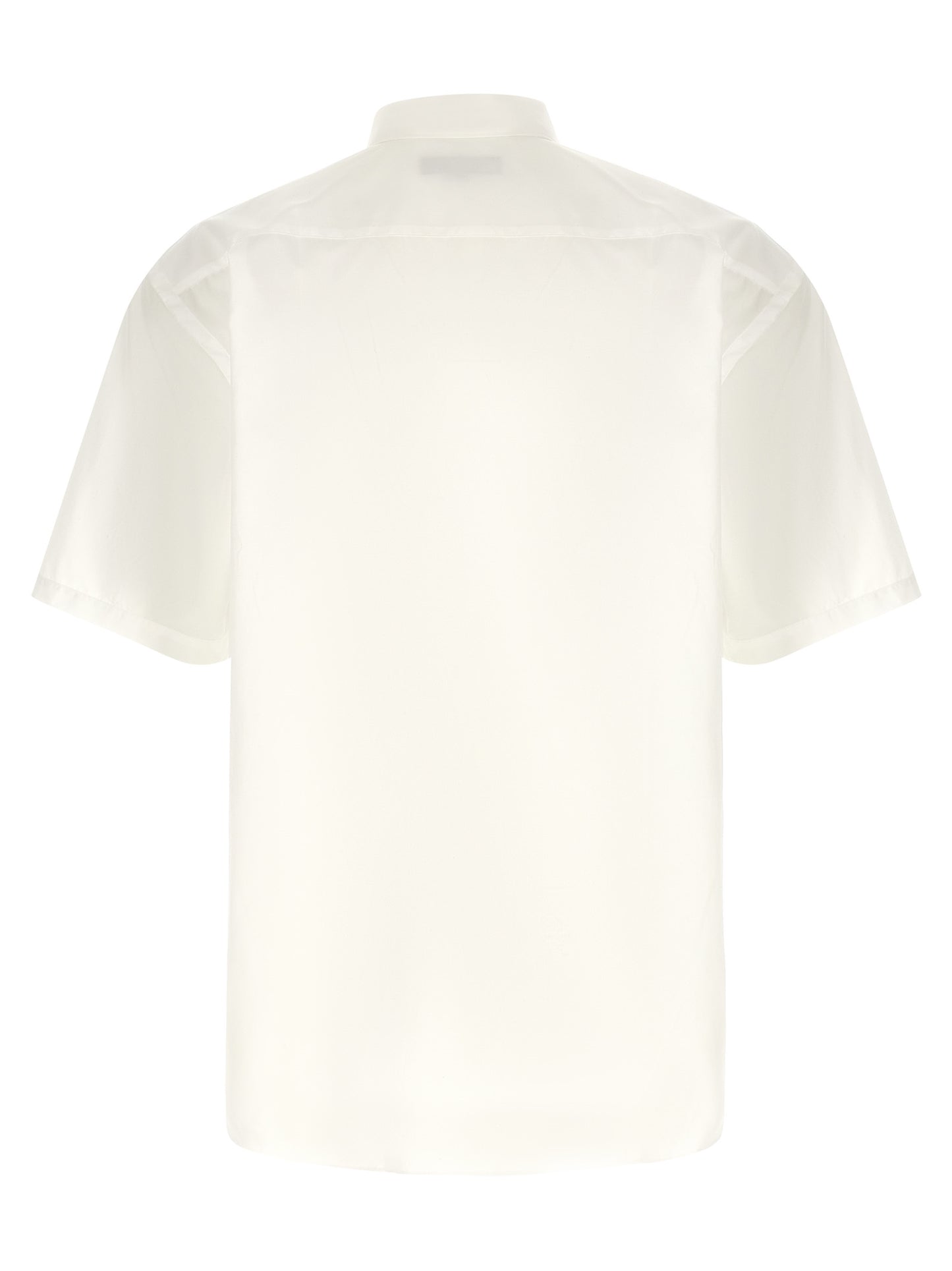 Comme Des Garçons White Cotton Poplin Blouse with Contrast Logo Embroidery