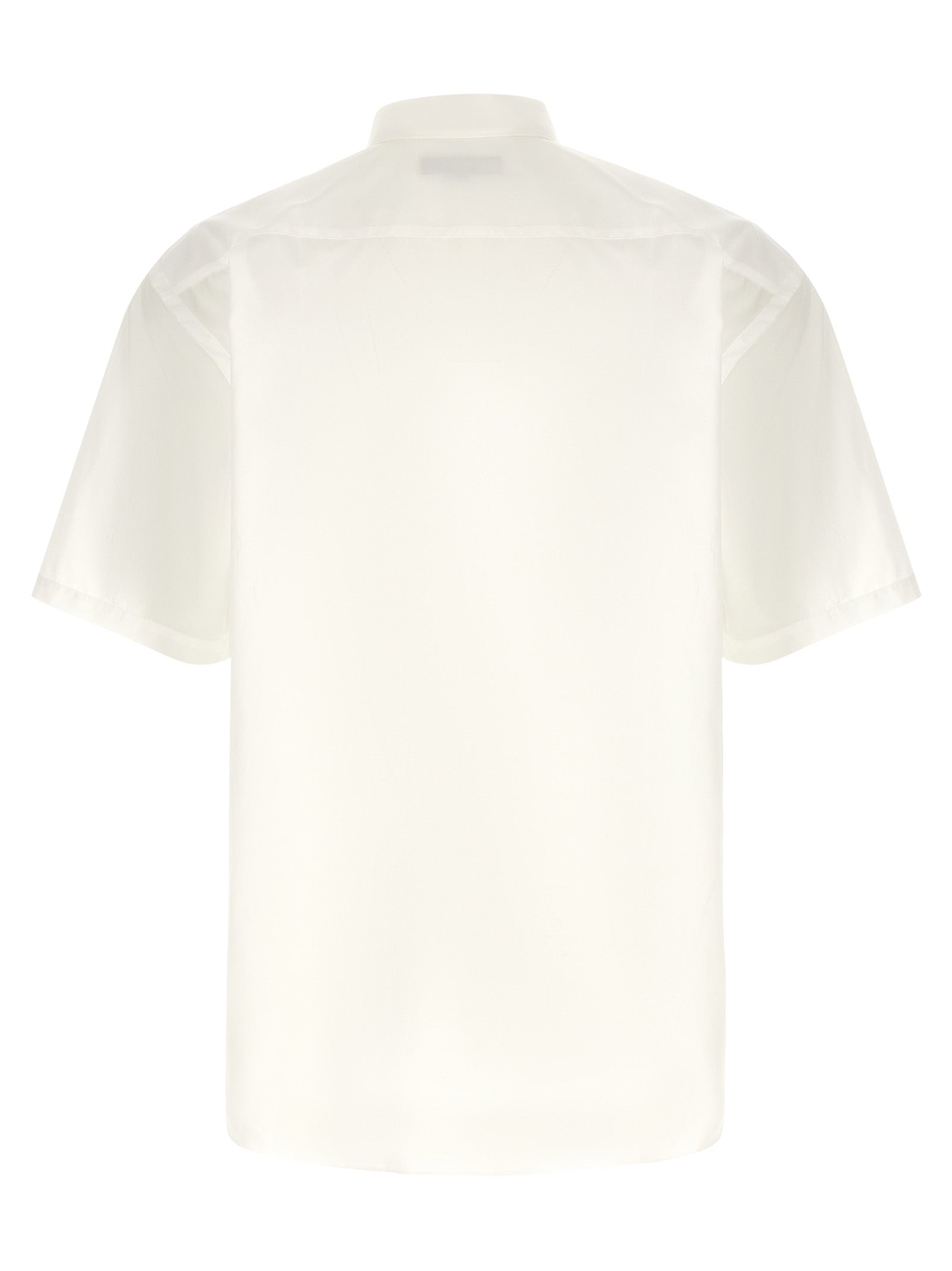 Comme Des Garçons White Cotton Poplin Blouse with Contrast Logo Embroidery