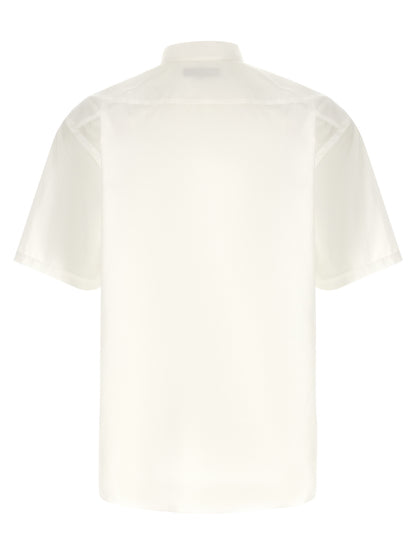 Comme Des Garçons White Cotton Poplin Blouse with Contrast Logo Embroidery