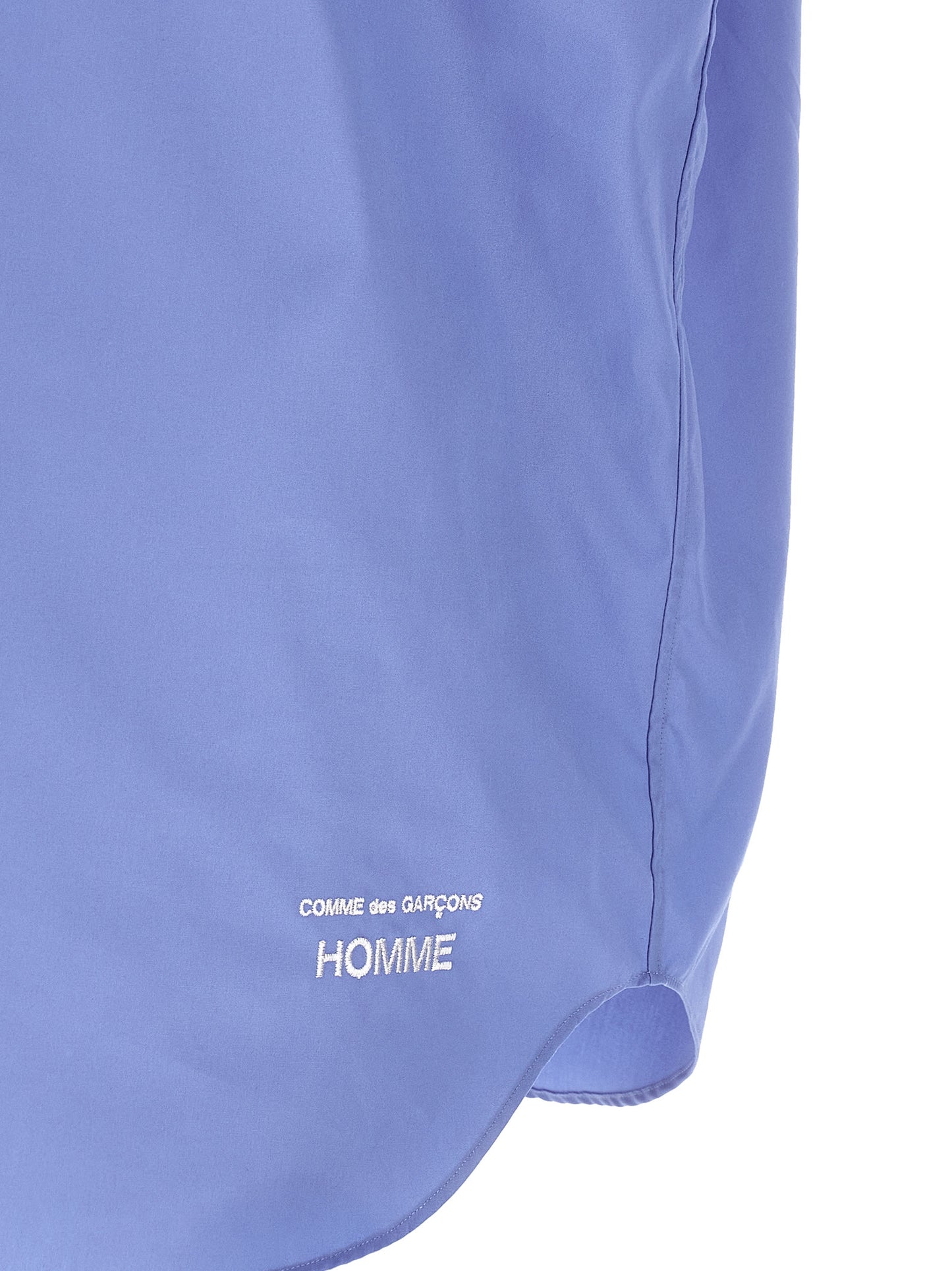 Comme des Garçons Blue Cotton Poplin Blouse with Contrast Logo Embroidery
