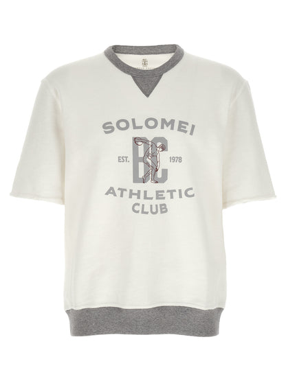 Brunello Cucinelli White Cotton and Linen Mélange Sweatshirt