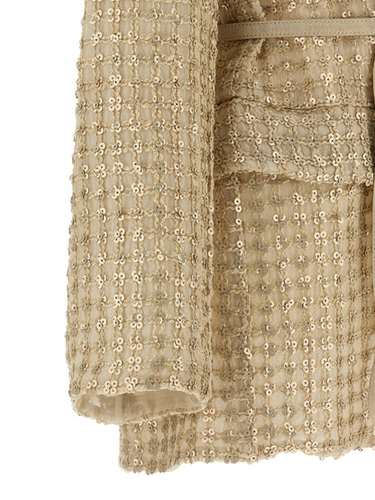 Brunello Cucinelli Beige Silk Blazer