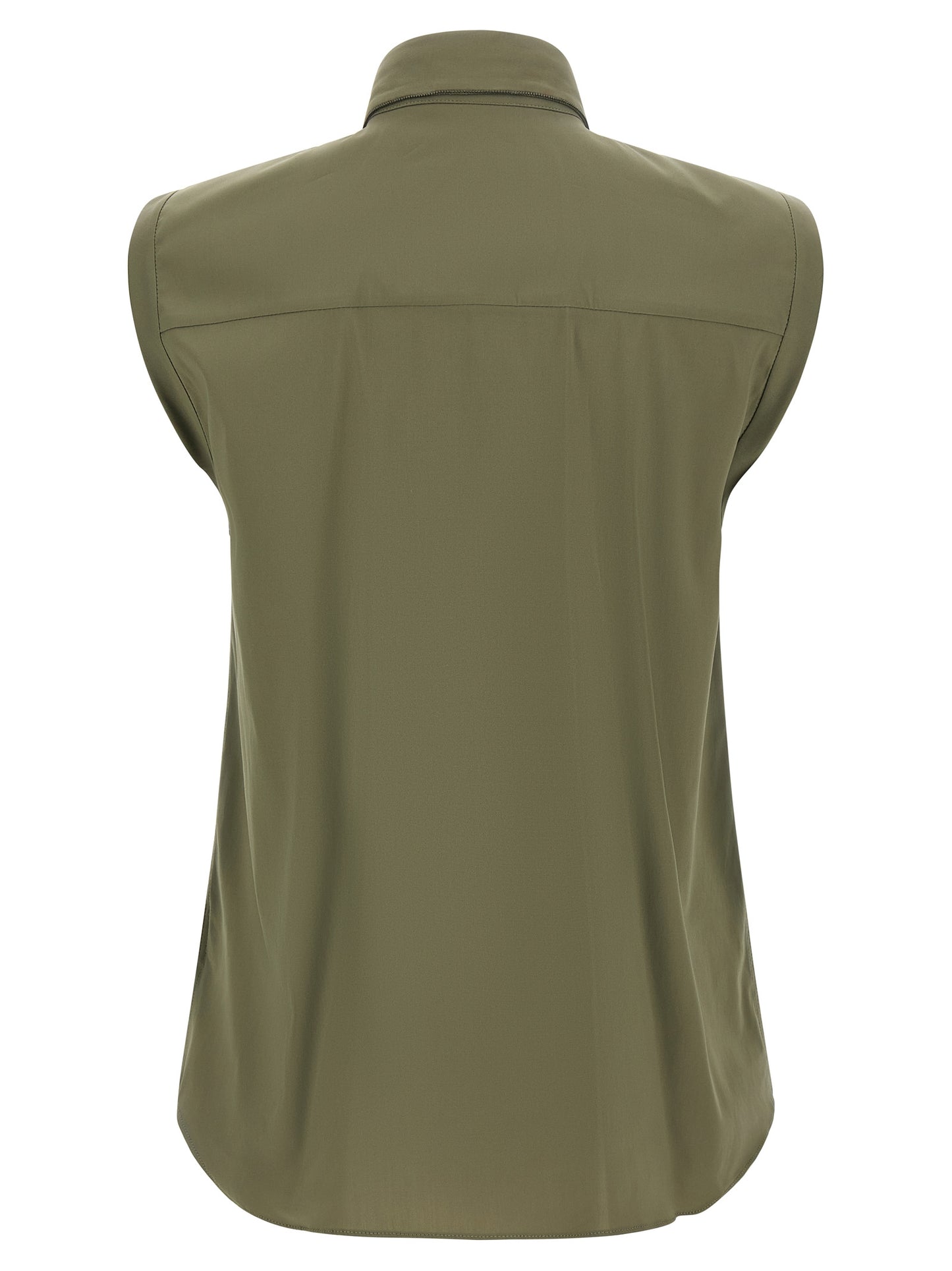 Brunello Cucinelli Bicolor Cotton Blouse in Green