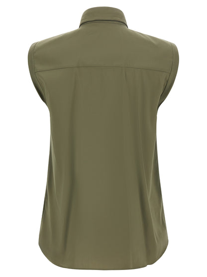 Brunello Cucinelli Bicolor Cotton Blouse in Green