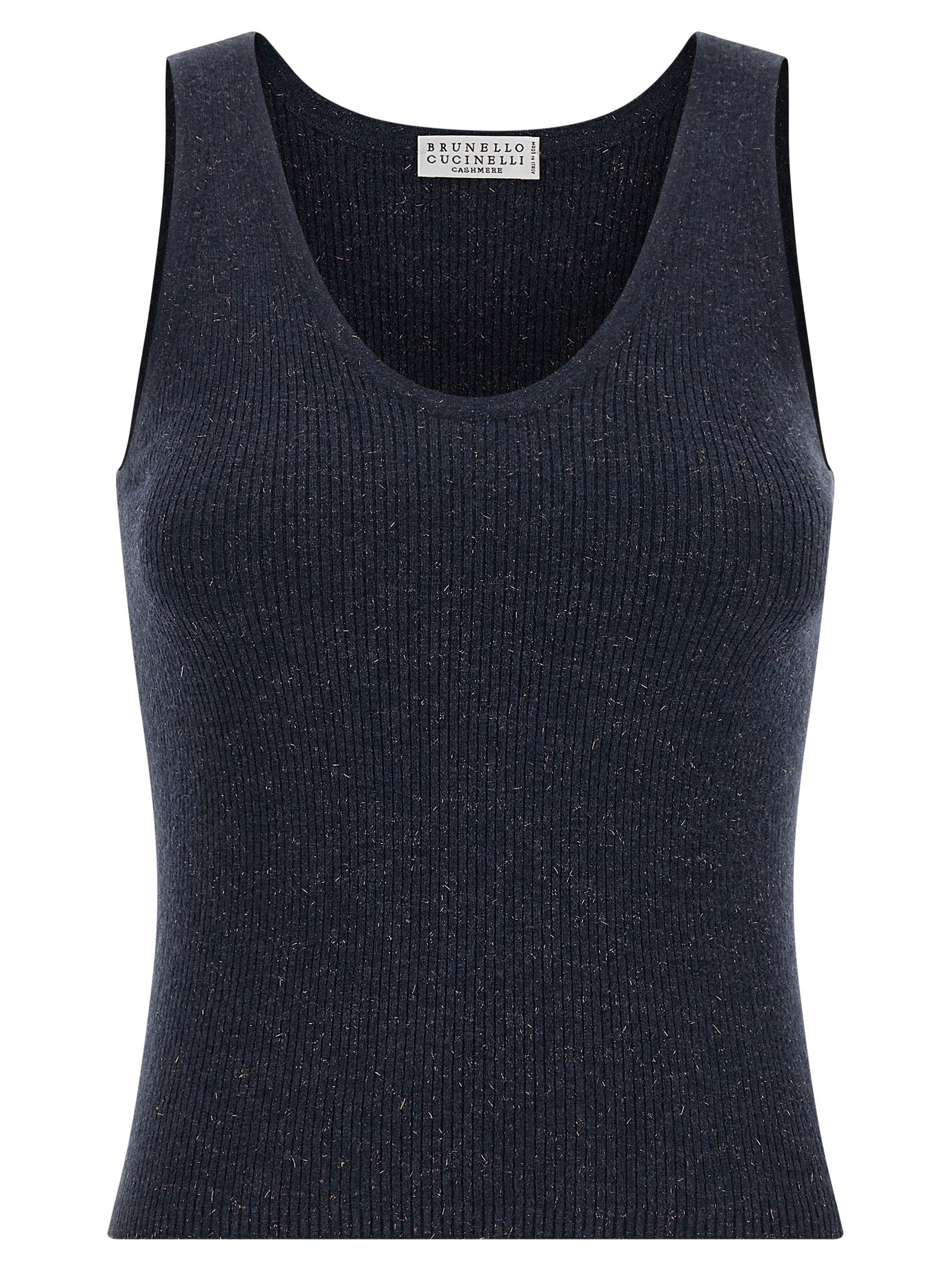 Brunello Cucinelli Blue Cashmere Sleeveless T-Shirt