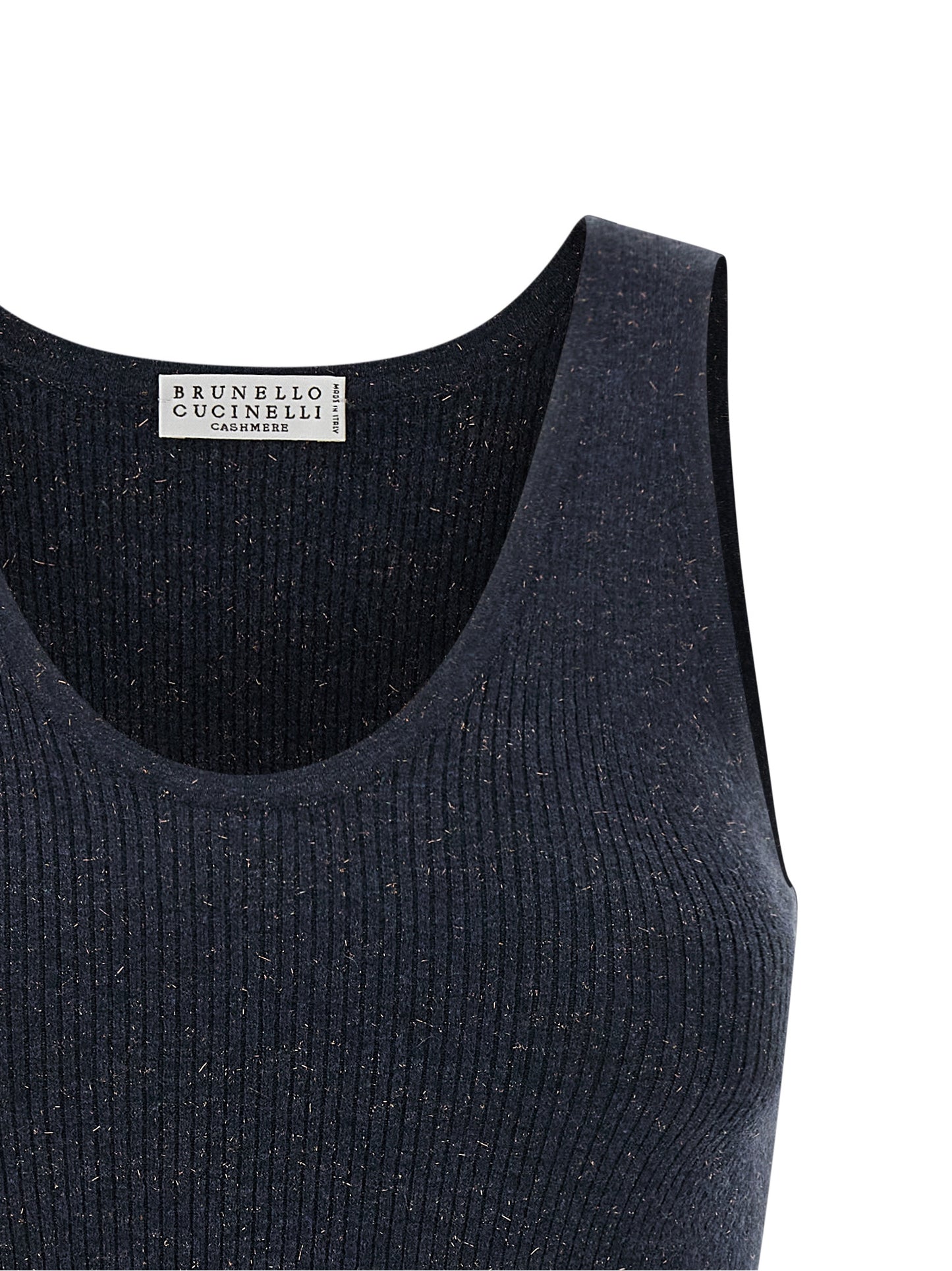 Brunello Cucinelli Blue Cashmere Sleeveless T-Shirt