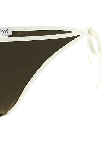 Brunello Cucinelli Bicolor Polyamide Swim Briefs in Green, IT 48