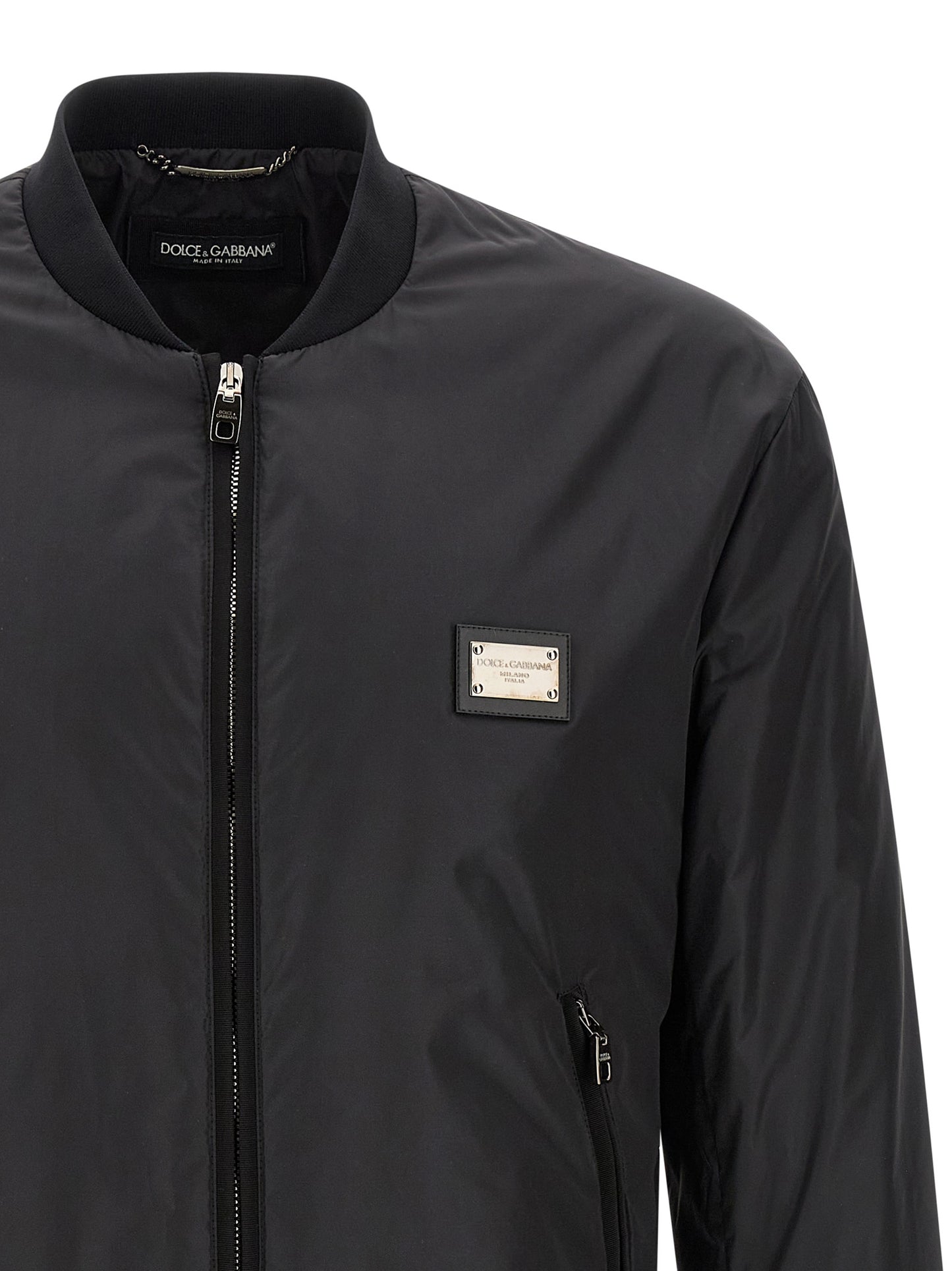 Dolce & Gabbana Black Polyamide Bomber Jacket
