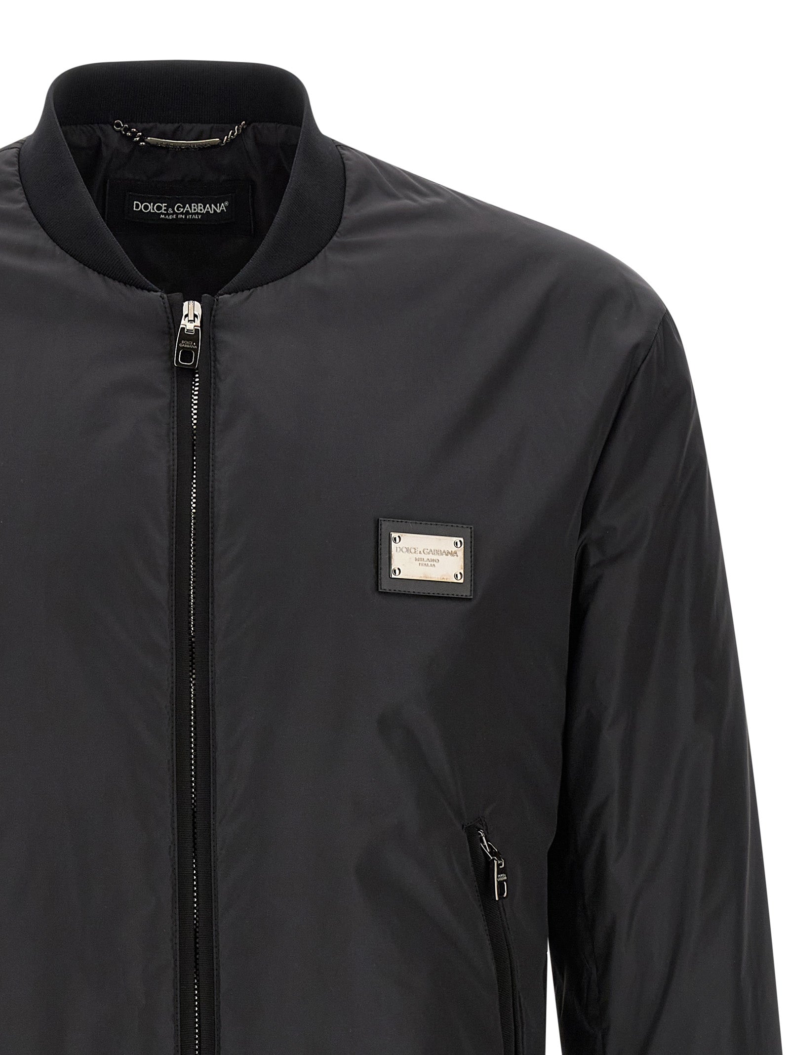 Dolce & Gabbana Black Polyamide Bomber Jacket