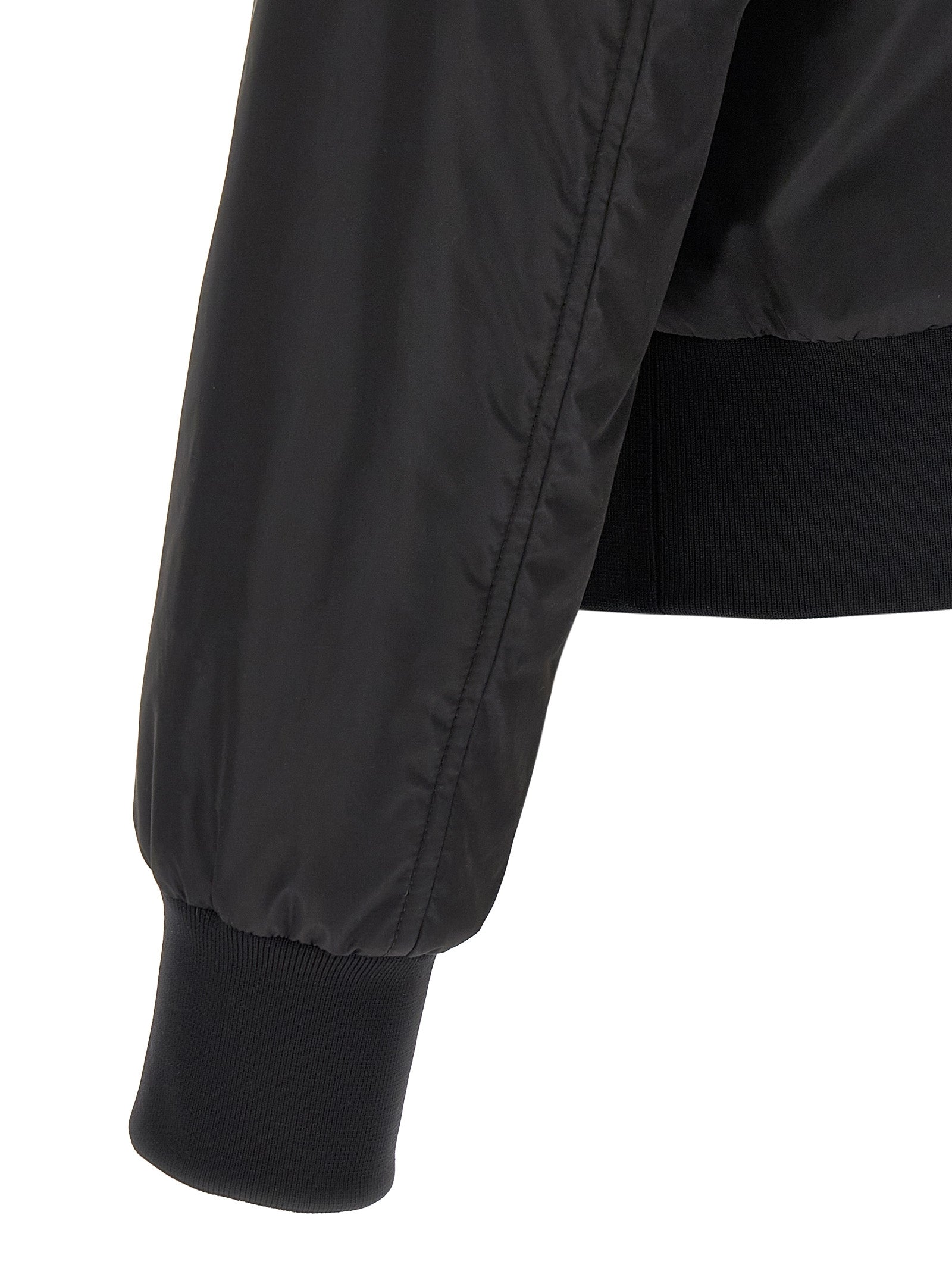 Dolce & Gabbana Black Polyamide Bomber Jacket