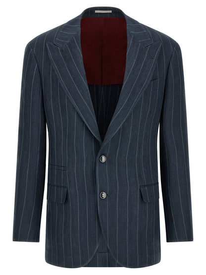 Brunello Cucinelli Blue Hemp Blazer