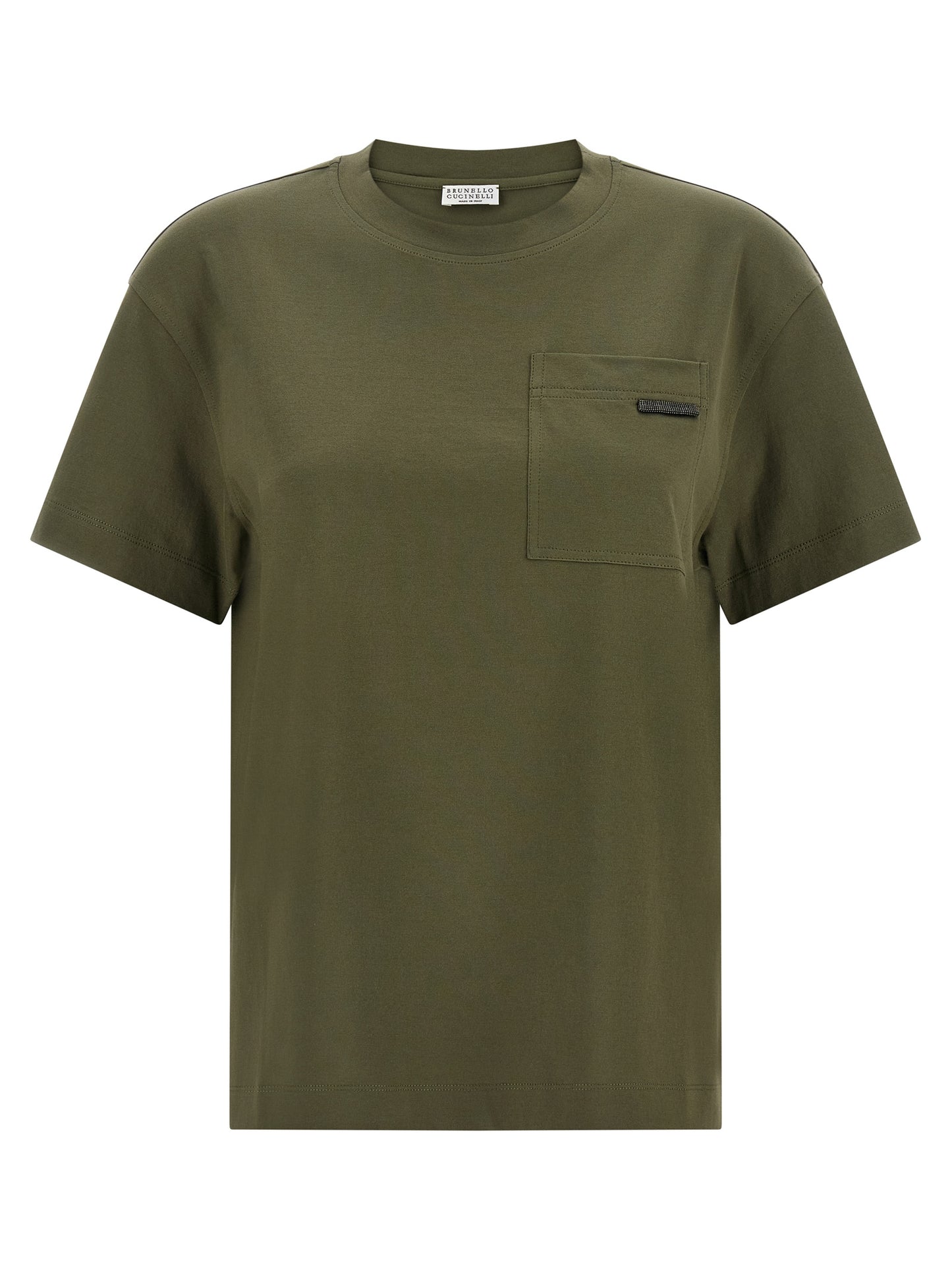 Brunello Cucinelli Bicolor Cotton T-Shirt in Green