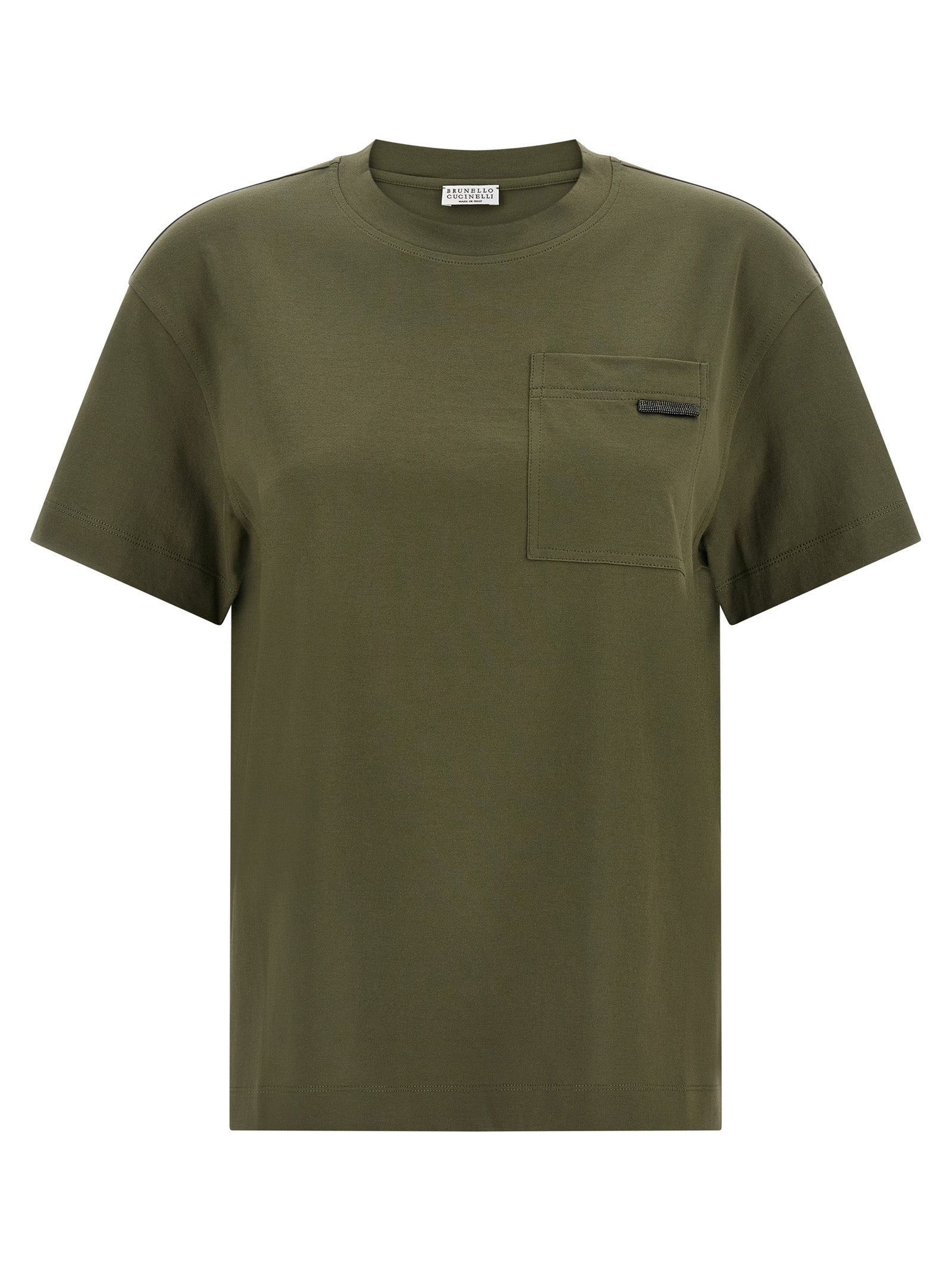 Brunello Cucinelli Bicolor Cotton T-Shirt in Green