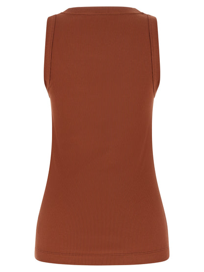 Brunello Cucinelli Brown Cotton Sleeveless T-Shirt