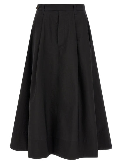 Brunello Cucinelli Black Cotton Midi Skirt