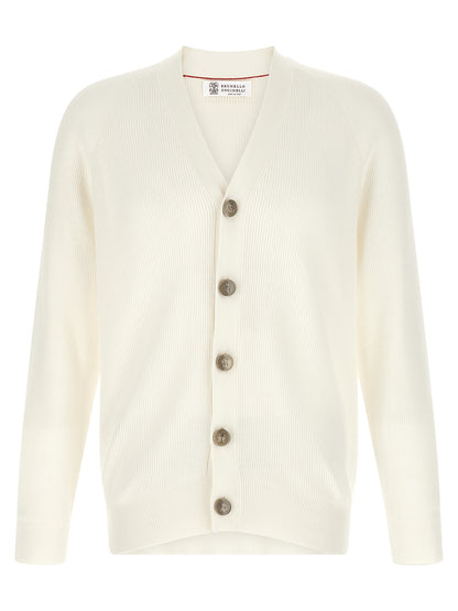Brunello Cucinelli White Cotton Cardigan