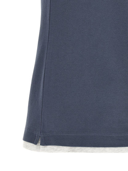 Brunello Cucinelli Blue Cotton Polo Shirt
