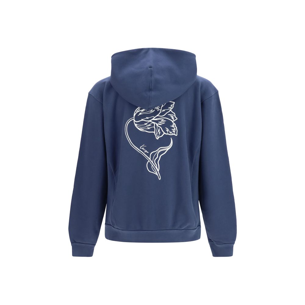 Kenzo Tulip Zip Hoodie Blue Cotton Sweatshirt