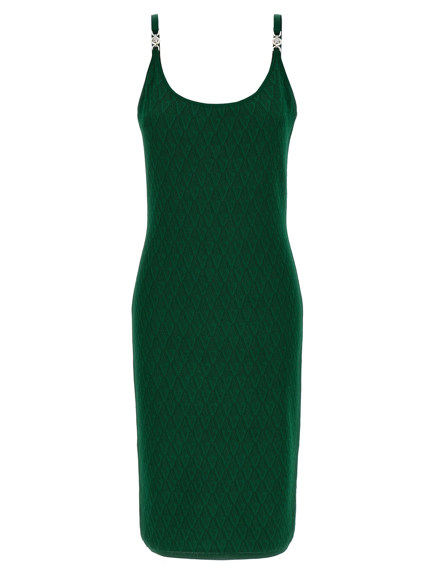 Versace Bicolor Viscose Midi Dress in Green