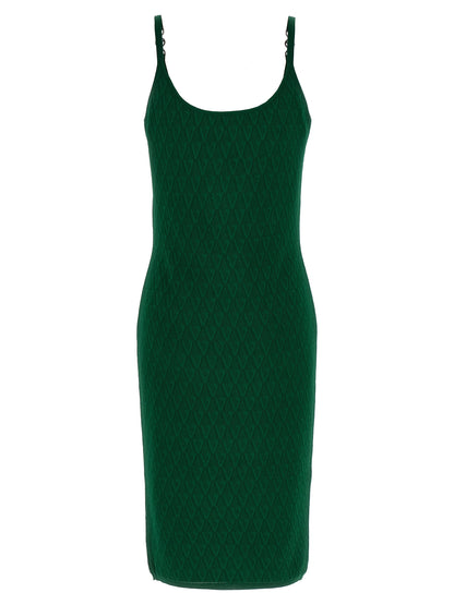 Versace Bicolor Viscose Midi Dress in Green