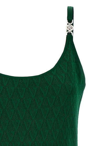 Versace Bicolor Viscose Midi Dress in Green
