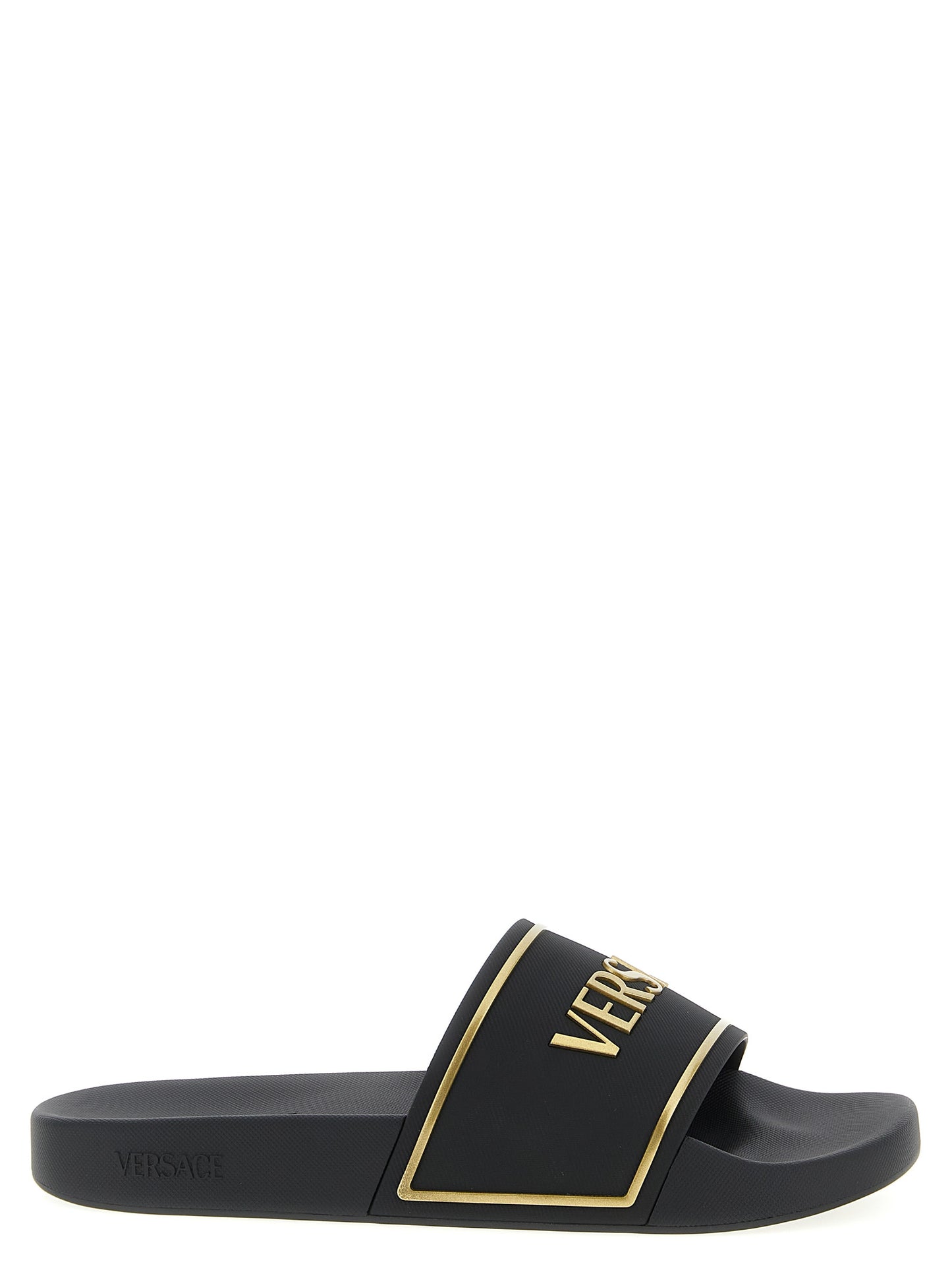 Versace Black Thermoplastic Polyurethane Slides