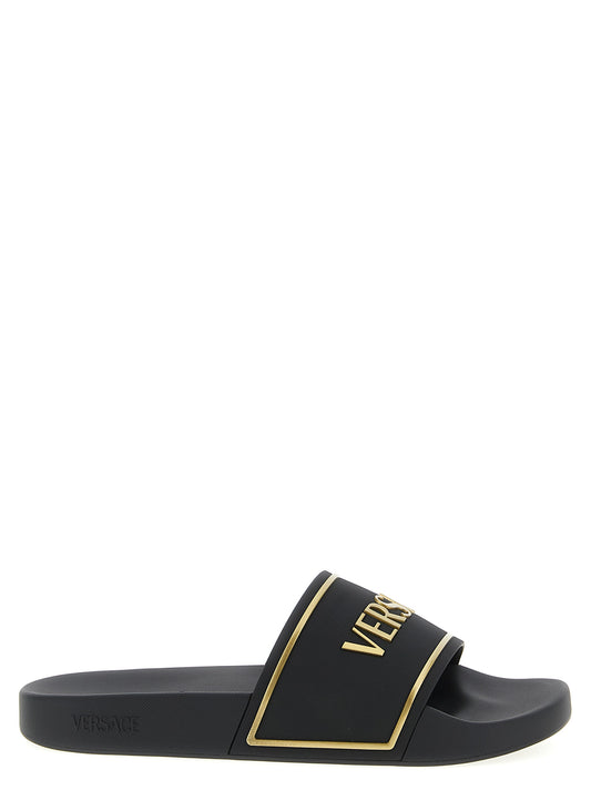 Versace Black Thermoplastic Polyurethane Slides