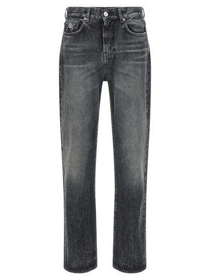 Versace Gray Cotton Straight-Leg Jeans