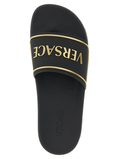 Versace Black Thermoplastic Polyurethane Slides