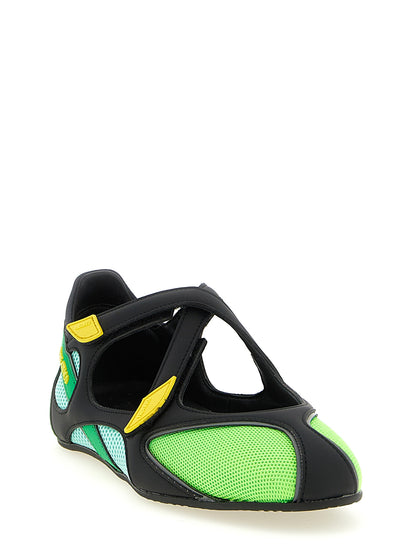 The Attico Bicolor Polyethylene Ballet Flats - Green
