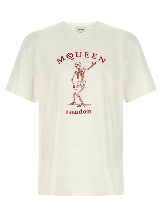 Alexander McQueen Multicolor Cotton T-Shirt - Skeleton Print