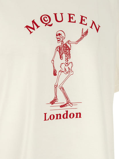 Alexander McQueen Multicolor Cotton T-Shirt - Skeleton Print