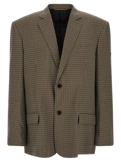Balenciaga ‘SB’ Check Print Lyocell Blazer - Brown