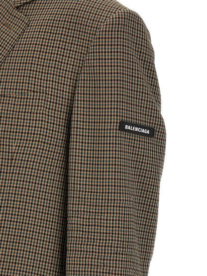 Balenciaga ‘SB’ Check Print Lyocell Blazer - Brown
