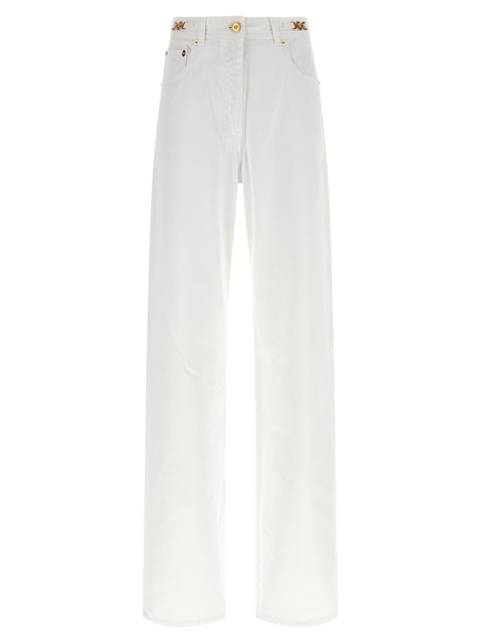 Versace White Cotton Straight-Leg Jeans
