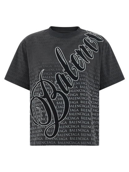 Balenciaga Black Washed-Effect Cotton T-Shirt