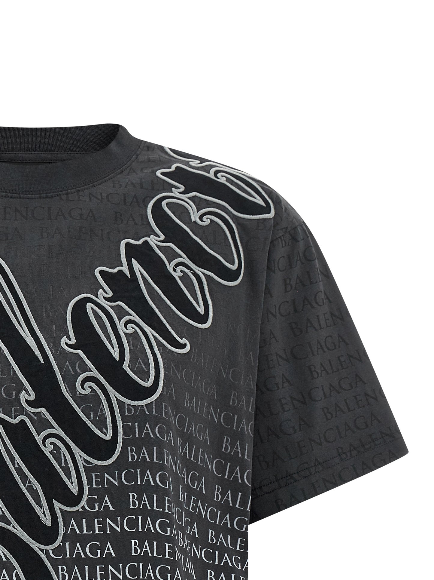Balenciaga Black Washed-Effect Cotton T-Shirt