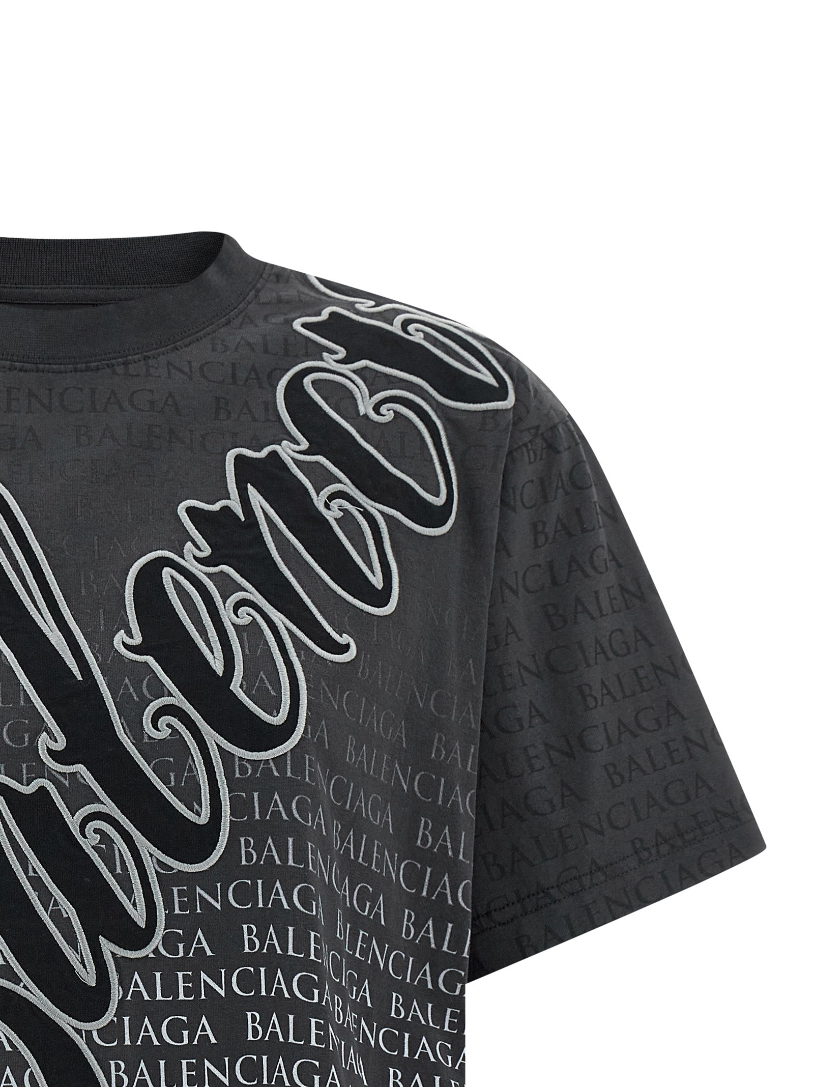 Balenciaga Black Washed-Effect Cotton T-Shirt