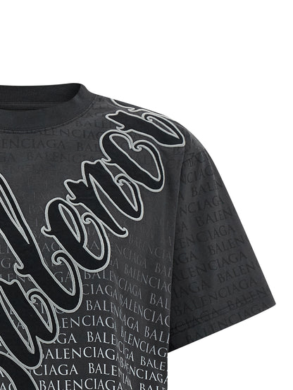 Balenciaga Black Washed-Effect Cotton T-Shirt
