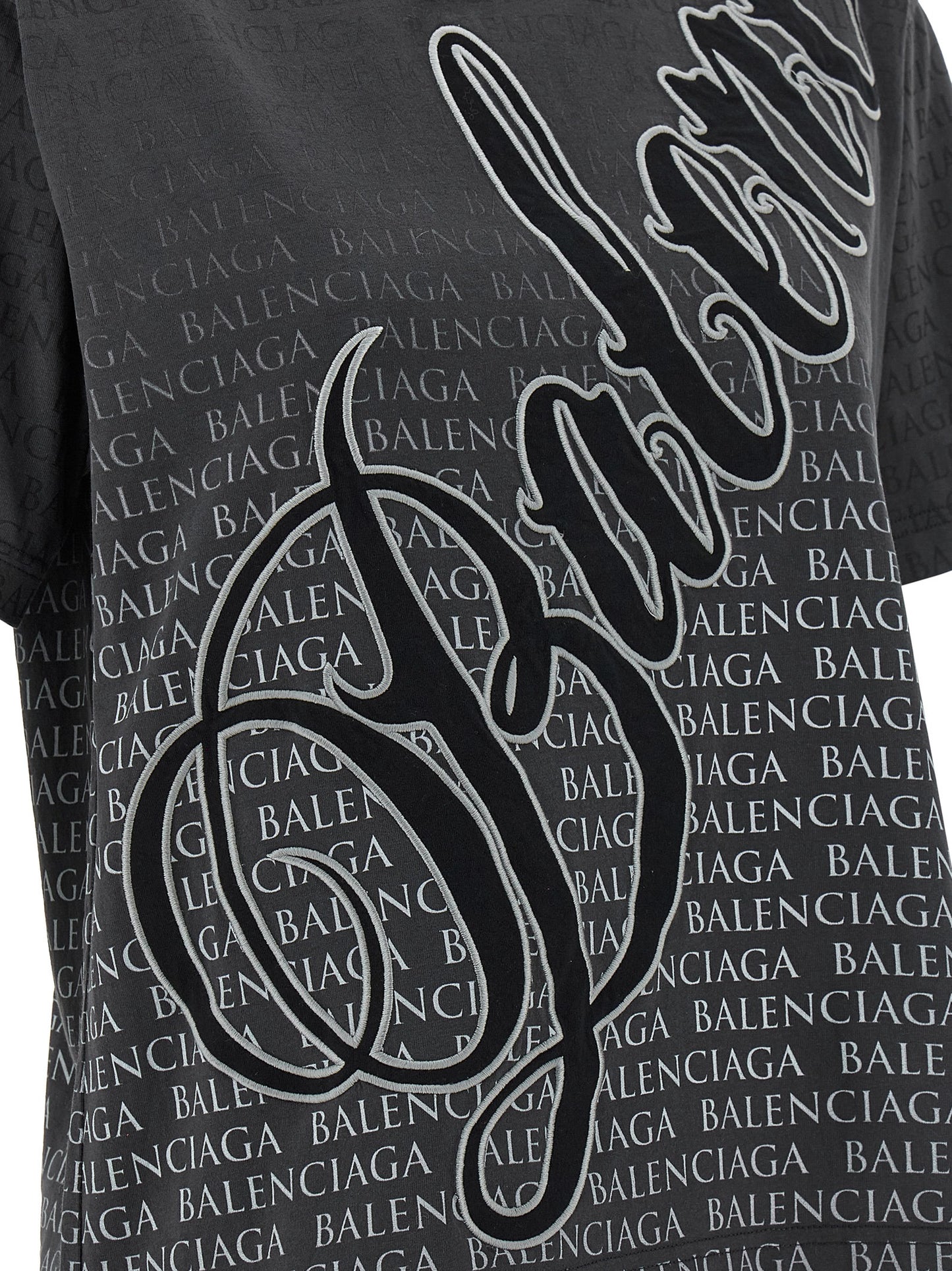 Balenciaga Black Washed-Effect Cotton T-Shirt