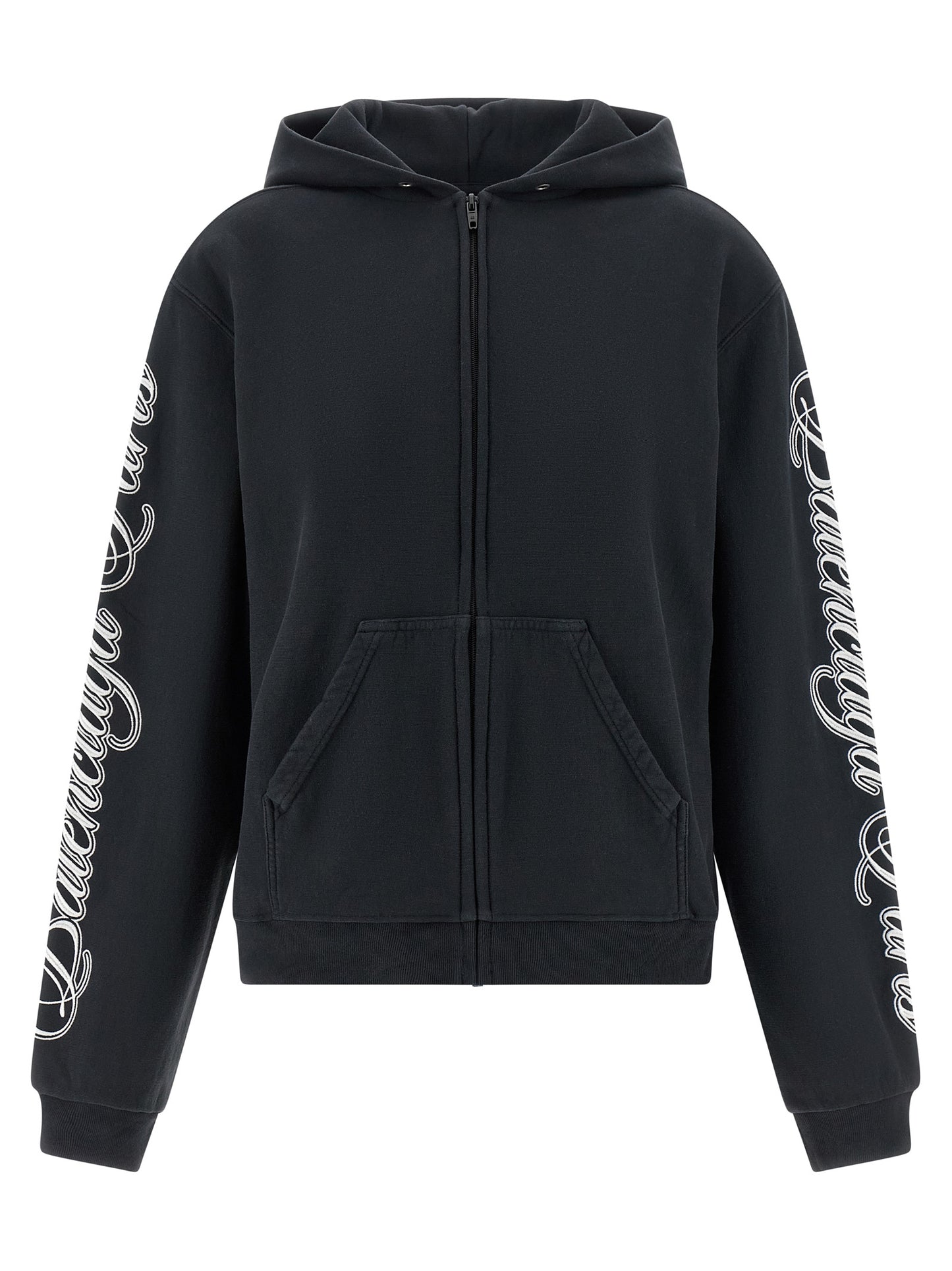 Balenciaga Black Washed-Effect Cotton Sweatshirt