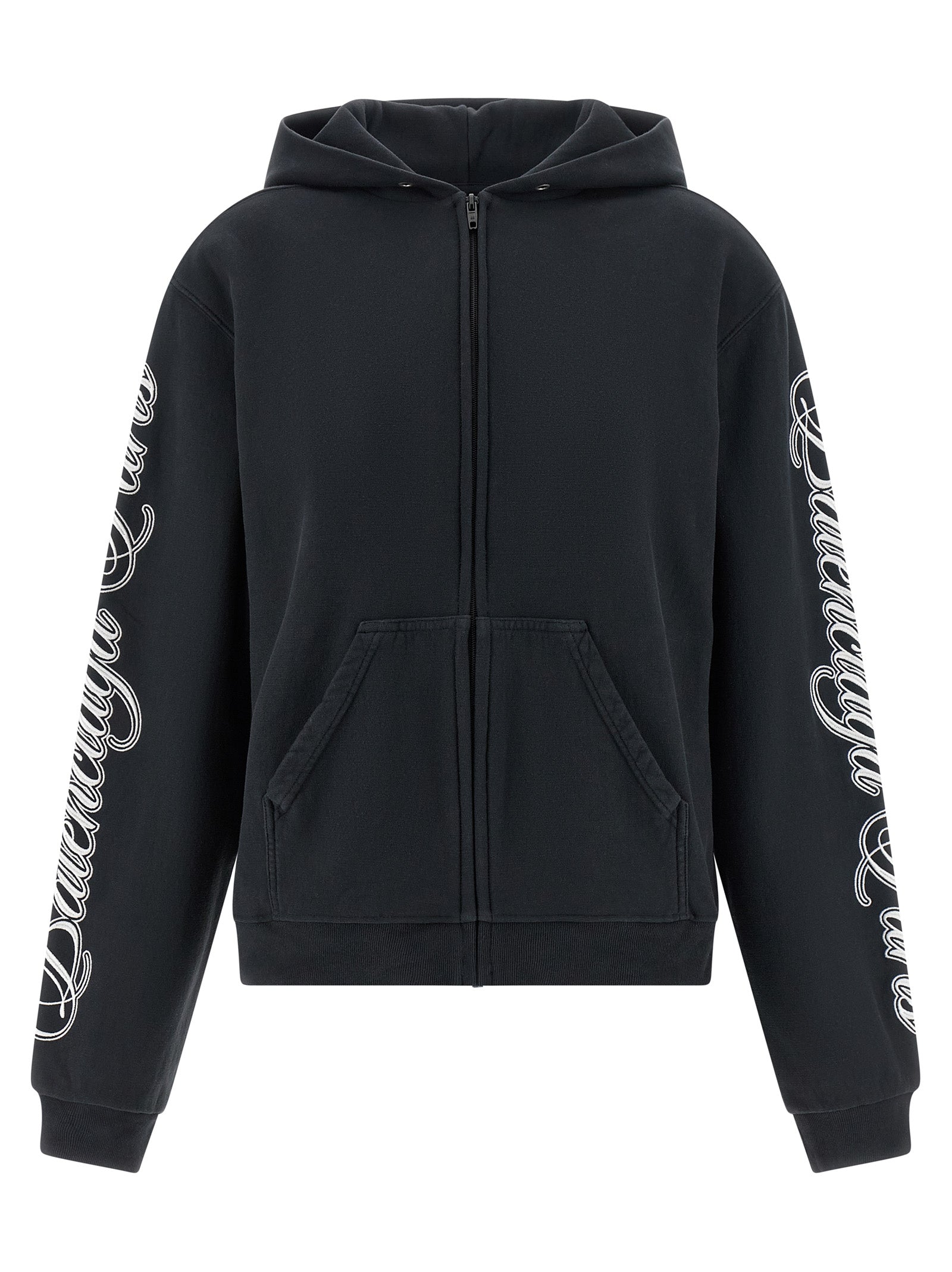 Balenciaga Black Washed-Effect Cotton Sweatshirt